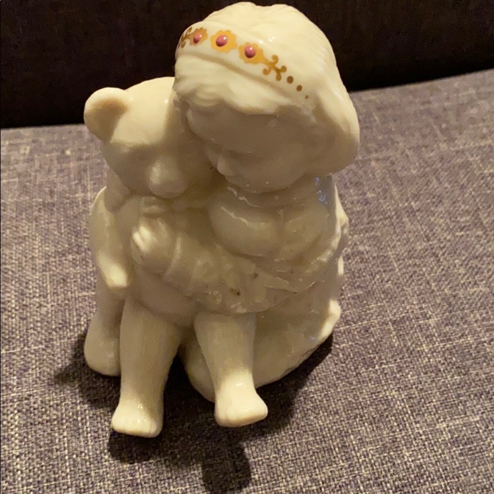 Vintage Lenox porcelain girl teddy bear figurine